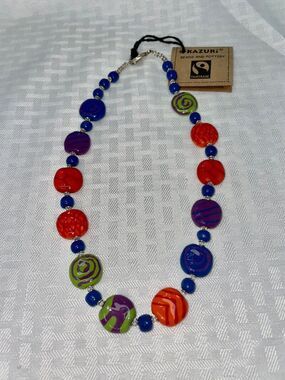 Kazuri Kenya Hand Crafted "Summer Day" Fair Trade Beaded Statement Necklace NWT
